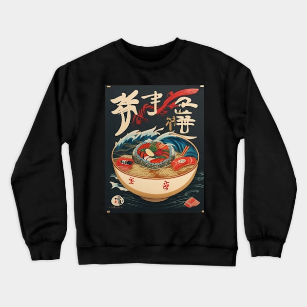 Japanese sushi plate, ramen wave Crewneck Sweatshirt by mouhamed22